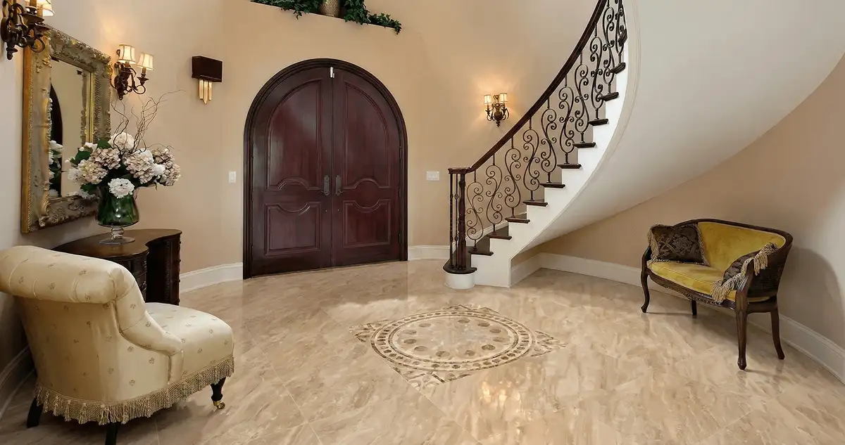 Entrance hall with professionally installed ceramic tile flooring in Naperville IL