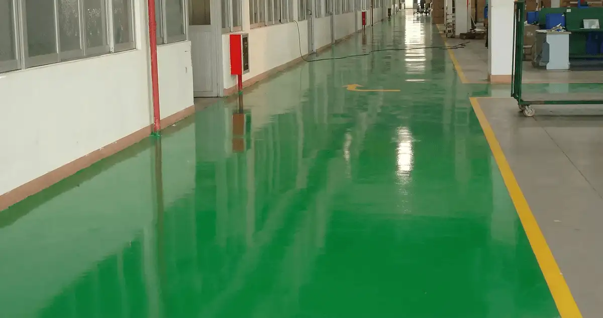 A factory floor professionally covered and marked with epoxy flooring in Naperville, IL