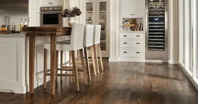 Professionally installed and refinished hardwood flooring in a residential home, showcasing smooth finish and natural wood tones in Naperville, IL